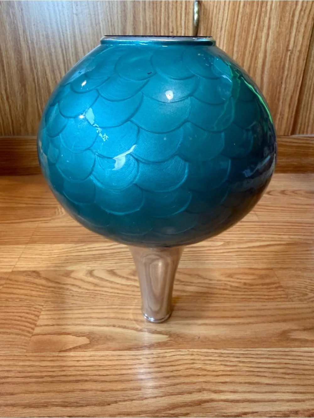 Pier 1 One Imports Textured Teal Enamel Aluminum MCM Style Vase Teal Decorative